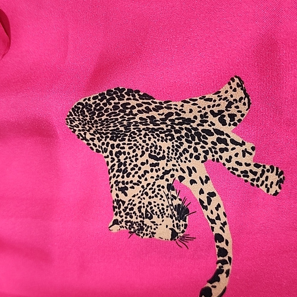 Show Me Your MUMU Early Riser PJ Shorts In Fuchsia Feline Print. S - Picture 9 of 9